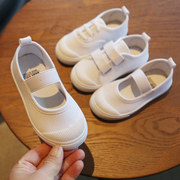 春秋季幼儿园室内鞋校园指定小白鞋儿童帆布鞋男女宝宝童鞋子