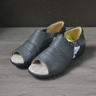 日本外贸原单夏季森，女系露趾小坡跟，舒适软底罗马凉鞋女鞋