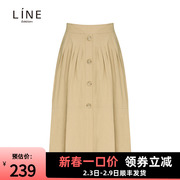 line女装遮跨鱼尾裙，秋季纯色亚麻，显瘦半身裙女awsklf4300