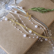 金色雪花闪光圣诞树装饰圣诞节花环布置丝带礼物，包装麻绳捆扎带