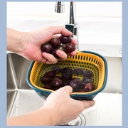 双层洗菜盆沥水篮厨房沥水神器家用多功能塑料漏水篮水果篮子方形
