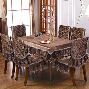 新中式餐椅垫桌布套装椅子垫餐桌，椅套罩简约现代长方形餐桌椅套罩