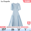 拉夏贝尔lachapelle夏季时尚，气质泡泡袖圆领收腰a字法式连衣裙