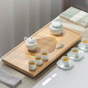 竹制茶盘家用日式简约茶具套装整块茶海排水蓄水式小茶台竹托盘