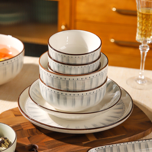 舍里日式陶瓷碗高级感餐具，菜盘饭碗汤碗家用2023网红碗碟套装