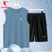 乔丹运动服套装男篮球背心宽松五分裤夏季无袖t恤坎肩健身跑步服