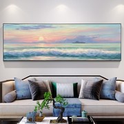 纯手绘油画日出大海风景，画现代客厅卧室，轻奢大幅沙发背景墙装饰画
