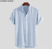 shirtsformenstripedshirtplussizetops大码条纹，短袖男4xl