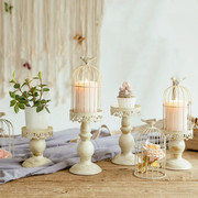 欧式怀旧鸟笼烛台浪漫烛光，晚餐蜡烛台家居，创意铁艺摆件餐桌装饰品