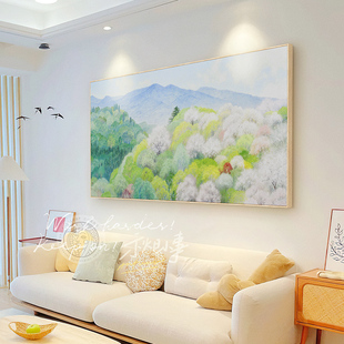 野地美树子联名日式原木风客厅沙发背景墙装饰画卧室风景挂画