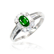 祖母绿开口戒指时尚个性指环，女食指钻戒妈妈，礼物绿色宝石925纯银