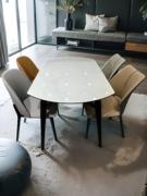 大理石餐桌微晶石跳台方桌可变圆桌圆型长方形伸缩小户型饭桌现代
