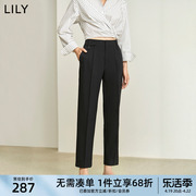 lily2024春女装职场通勤垂感气质显瘦直筒，九分裤西装休闲裤女