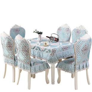 欧式餐椅套椅桌布套装餐桌，椅子套罩茶几布圆桌(布，圆桌)布艺现代简约家用