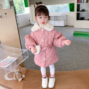 女童冬季棉衣2023儿童，加棉加厚冬装女宝宝，洋气中长款韩版棉服