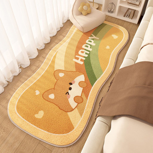儿童可爱床前小地毯卧室床边毯家用卡通地垫长条床下床尾毯可机洗