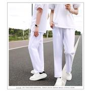 纯白色运动裤长裤男女健身操广场舞学生运动会校服裤子加大码