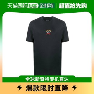 香港直邮Paul & Shark 黑色logo印花T恤 C0P1096潮流短袖圆领