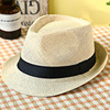 中老年帽子男士夏季英伦，草帽纯色礼帽爸爸，透气爵士凉帽绅士帽
