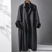 2023春秋黑色衬衫宽松大码长款长袖外穿设计感小众两件套休闲上衣