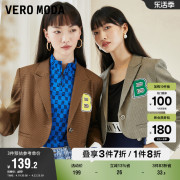 Vero Moda奥莱春秋字母撞色植绒短款上衣外套西装西服女