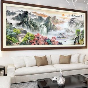 纯手工十字绣成品富春山居图流水生财山水画客厅画人工