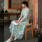 2023江南范上班穿中国风仙气年低领改良版旗袍夏季重工汉服连衣裙