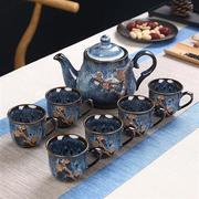 高档欢锦家用陶瓷茶壶，套装现代简约功夫茶具，整套白瓷窑变茶壶茶