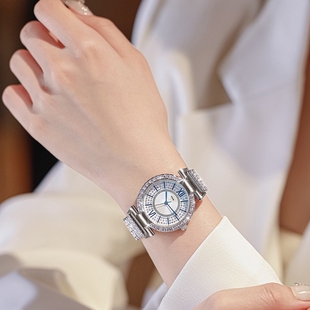 dom腕表时尚轻奢满钻钢带石英，防水女士手表g-1567d-7mf