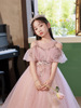 儿童礼服小女孩公主裙主持人生日女大童钢琴粉色花童蓬蓬裙秋冬季