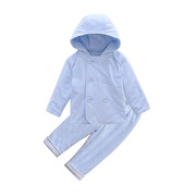 A类宝宝棉衣套装1-3岁儿童冬装加厚天鹅绒英伦风连帽棉袄棉裤套装