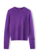2024圆领套头紫色时尚针织衫女春季简约百搭纯色减龄气质软糯毛衣