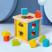 蒙氏几何镶嵌颜色形状认知配对积木儿童木制智力盒益智塞塞乐玩具