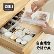 日本霜山化妆品收纳盒磨砂整理盒桌面抽屉分隔盒口红镜柜储物盒