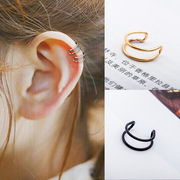 韩版耳钉简约双线素圈大小耳夹复古镂空u型，耳骨夹无耳洞耳扣