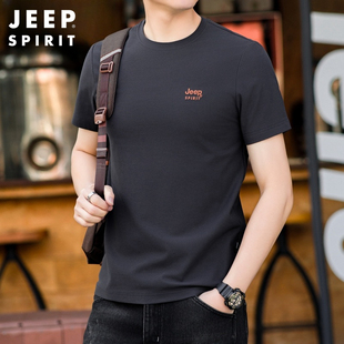 jeep吉普短袖t恤男士，夏季薄款宽松圆领体恤，品牌休闲运动半袖上衣