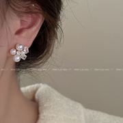 复古港风锆石珍珠耳环，小众设计感独特耳钉，女轻奢高级2023耳饰