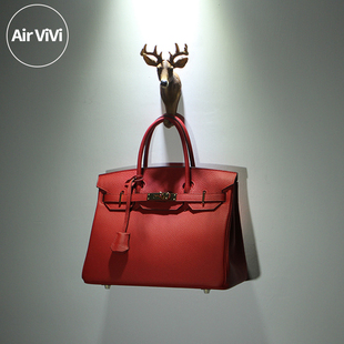 airvivi-柒-真皮新娘，包大红色女包头层，牛皮铂金包手提包结婚包