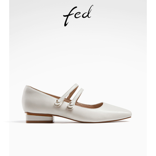fed法式玛丽珍鞋女秋季女鞋优雅尖头低跟单鞋女款r0803-zf016