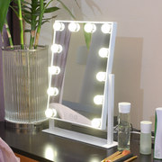 带灯泡化妆镜子LED台灯镜大号梳妆镜台式可调光黄白光可切换