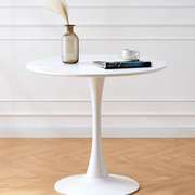 简约现代家用白色方形餐桌椅组合实木小户型饭桌洽谈接待阳台圆桌