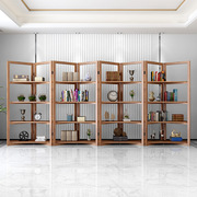 美式简易书架置物架创意，实木屏风客厅落地办公室，隔断书柜展示架