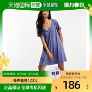香港直邮潮奢 ASOS 女士设计圆领飘逸迷你水洗蓝色连衣裙