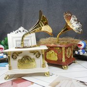 创意古典留声机模型，八音盒客厅装饰复古音乐盒，送女生儿童生日礼物