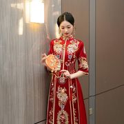 中式婚服秀禾服新娘2023缎面结婚礼服女敬酒服嫁衣龙凤婚纱夏