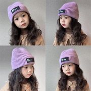 女童帽子秋冬款女宝宝毛线，帽儿童套头帽女孩针织帽2024冬季女