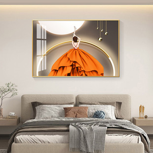 卧室床头装饰画现代简约轻奢人物创意卧室壁画单幅主卧背景墙挂画
