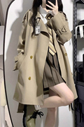小个子风衣女2023秋冬韩系高级感黑色英伦风中长短款大衣外套