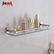 精铜浴室钢化玻璃置物架，打孔轻奢卫生间镜前单层化妆品，架收纳架