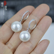 s925纯银大颗珍珠耳环韩版时尚，女耳圈耳扣长款2021防过敏耳坠